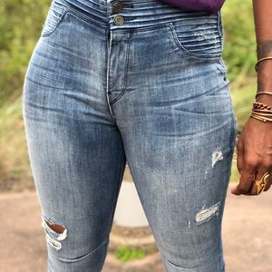 RtA pleated denim skinny jeans